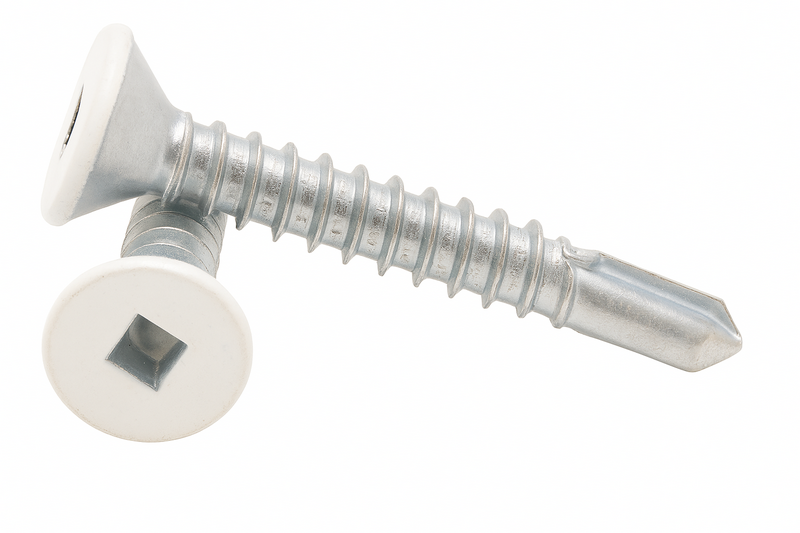 8T100TSF0Z/02WT 8-18 X 1 SQ FLAT SDS PT.#02 WHITE  ZN